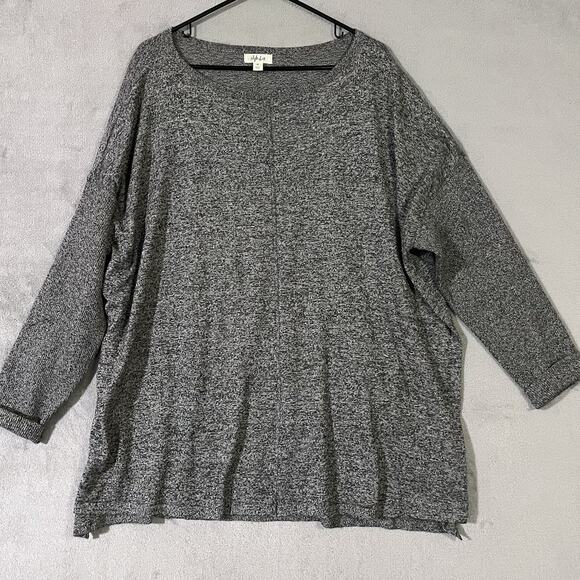 Style&Co Pullover Sweater Tunic Heather Gray Womens Plus 3X Ribbed Sleeves - Picture 2 of 8